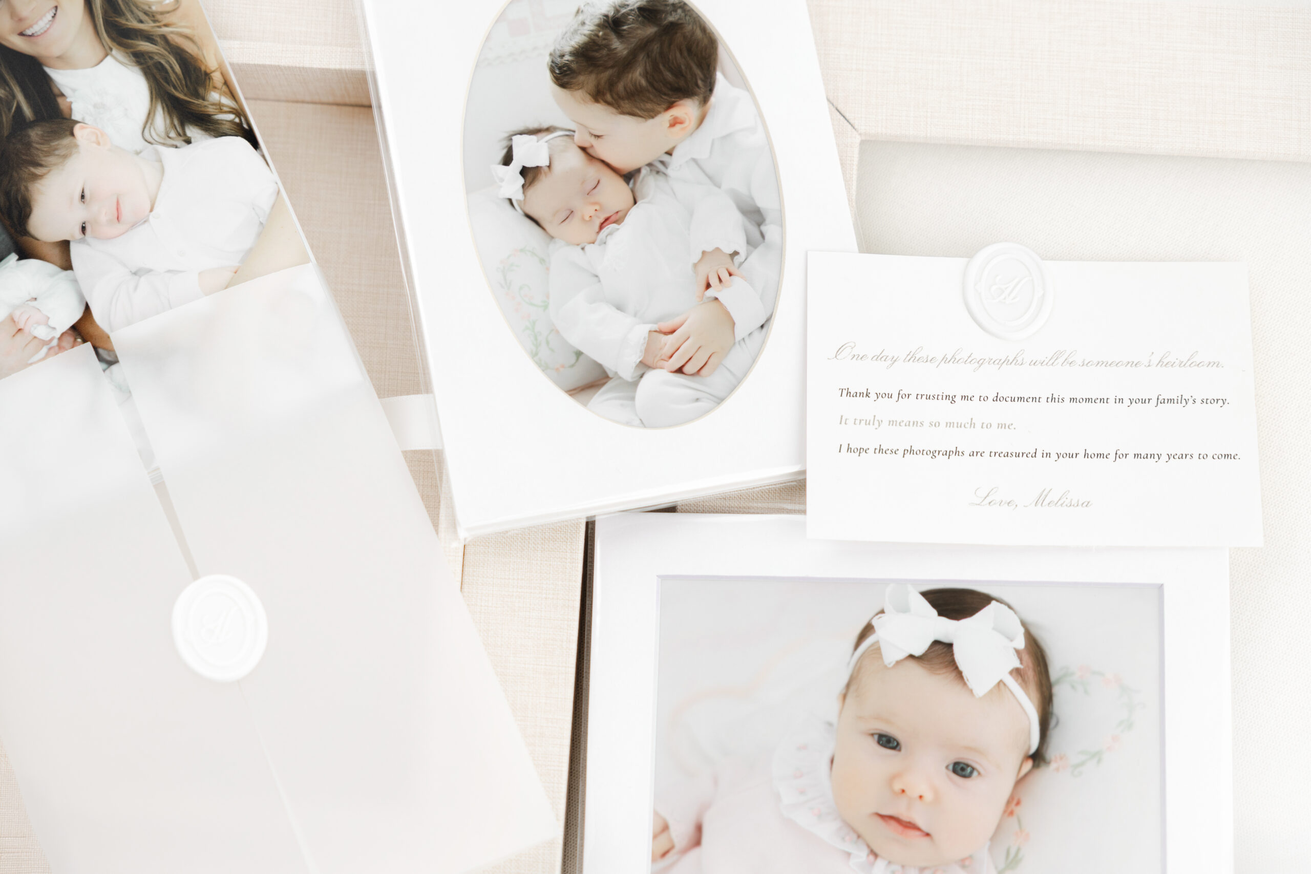 Signature box with fine art prints from newborn session