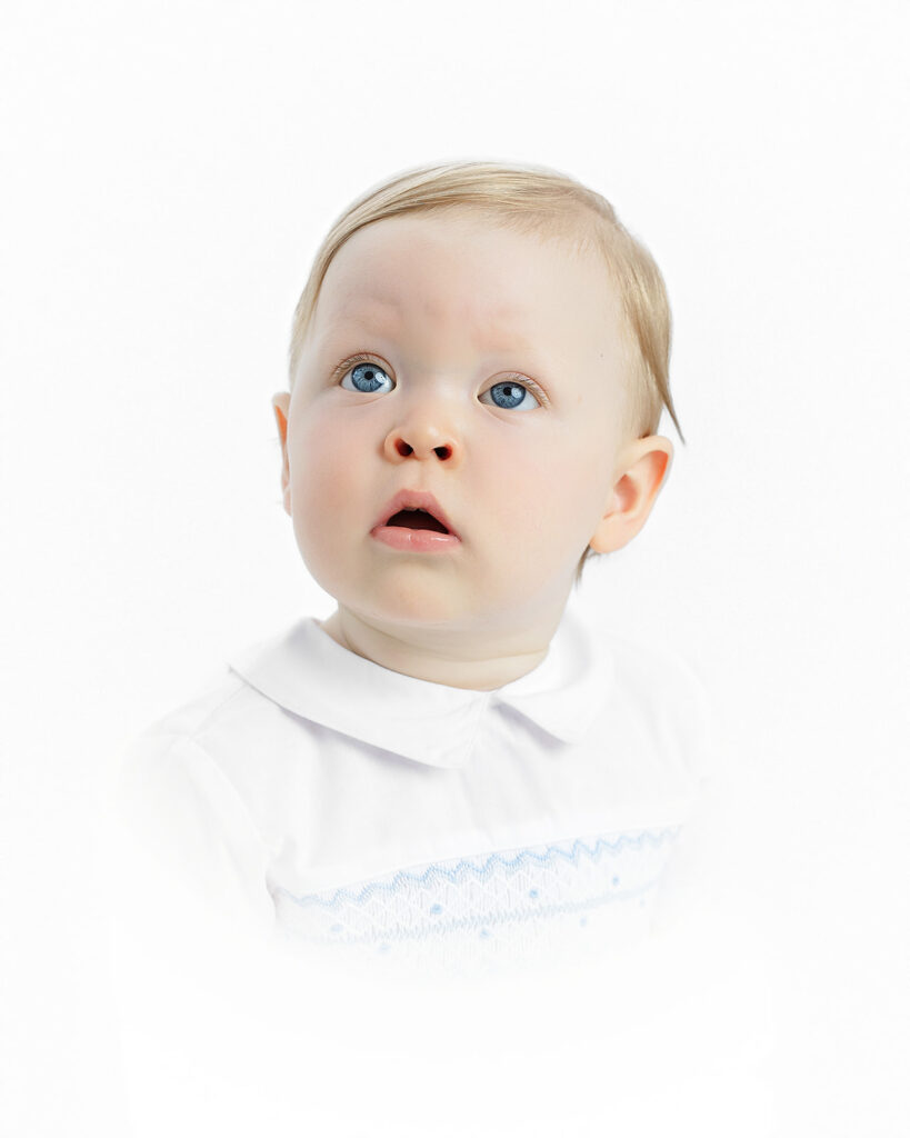 NYC first birthday photoshoot, one year old baby boy blue eyes portrait, Heirloom by Melissa Flatiron