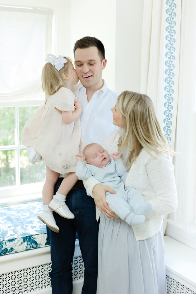 Relaxed in-home newborn photography session with family in New York City