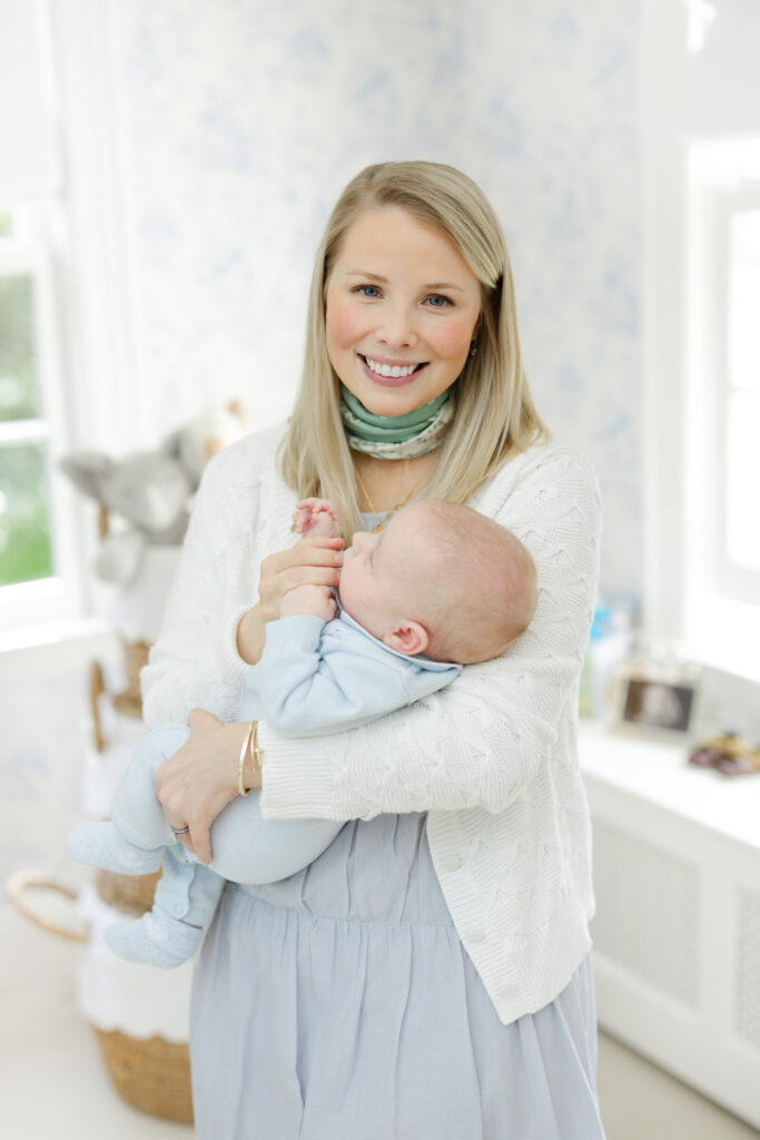 Cozy nursery newborn portraits captured during NYC in-home family photography session