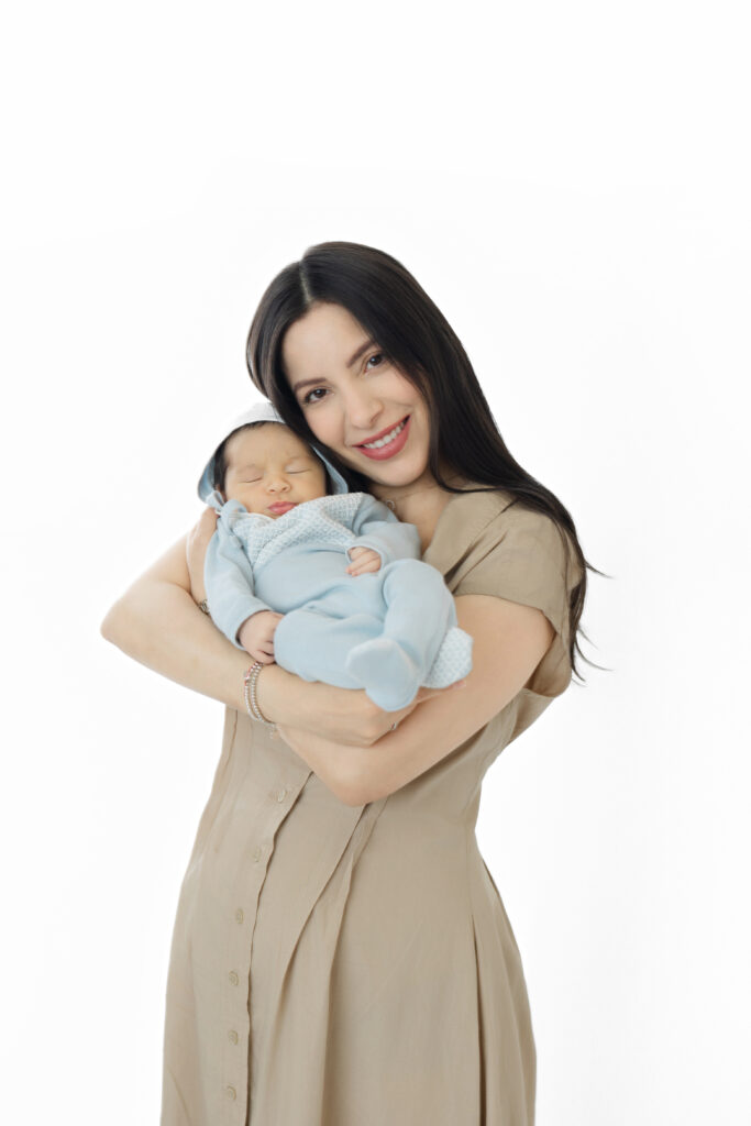 NYC studio newborn photographer mom and newborn portrait