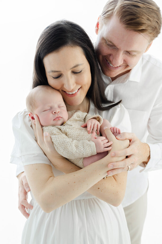 newborn family portrait mom dad and baby boy, NYC newborn photographer, Heirloom by Melissa Photography Flatiron studio

