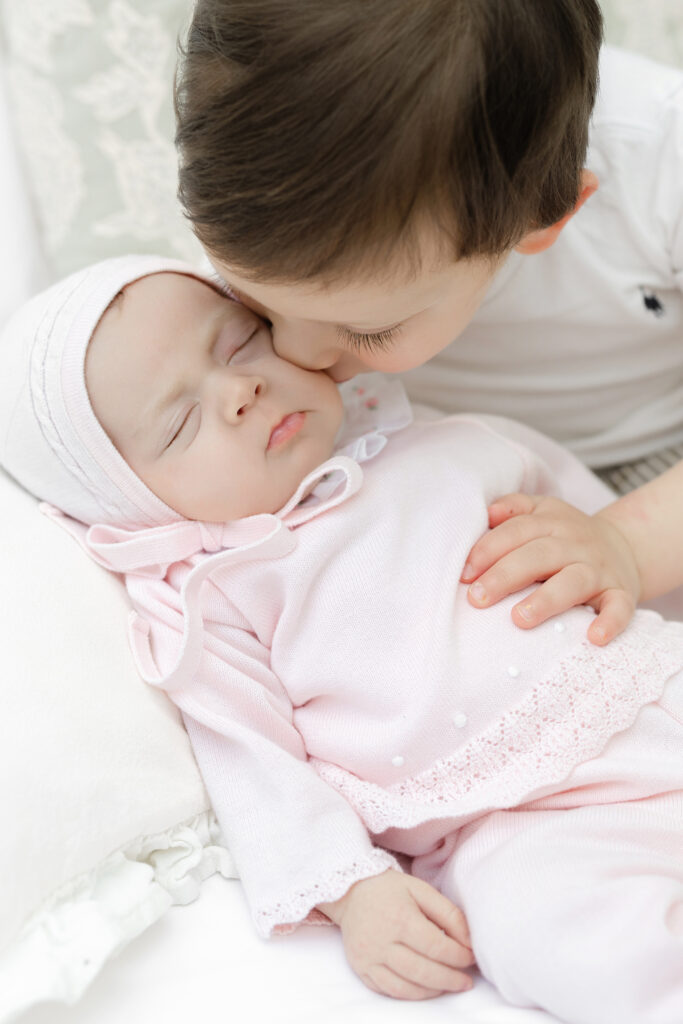 In-home newborn sessions for both siblings