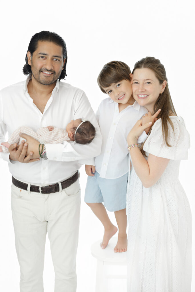Family portrait with newborn and siblings - Manhattan studio
