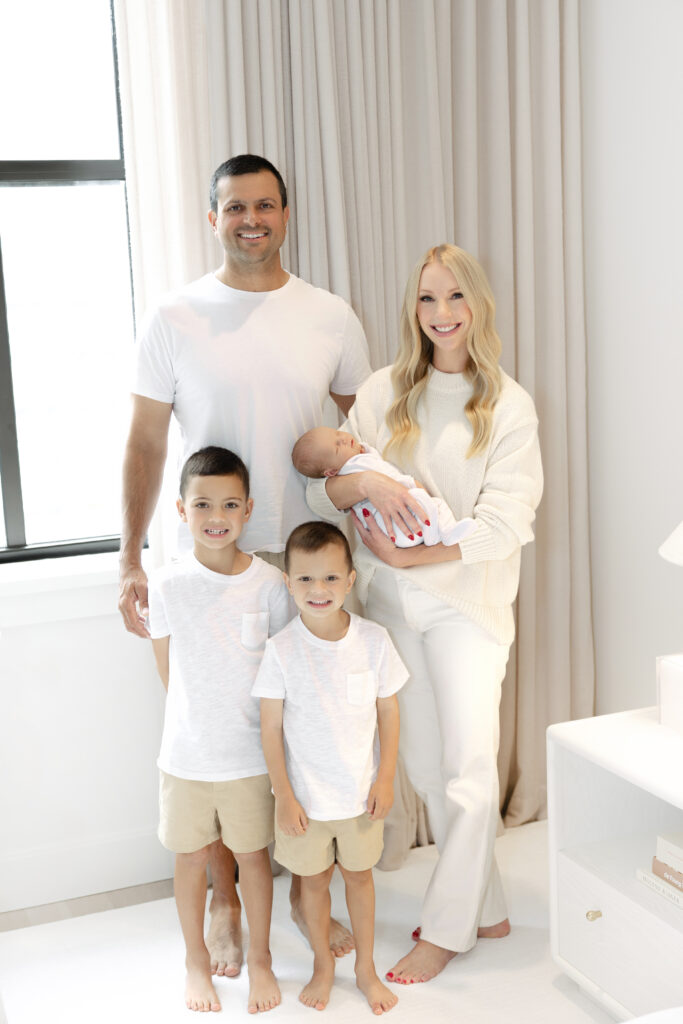 Family of five during an in-home newborn photography session